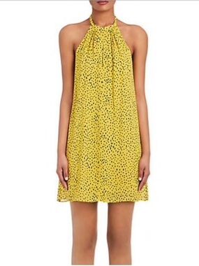 A.L.C. Yellow Dress with Black Dot in Print in 100% Silk SZ2